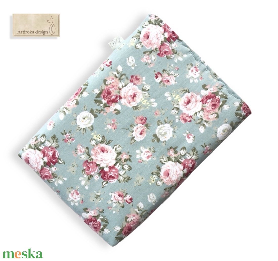 Türkiz alapon rózsa mintás prémium pamut KÖNYVTOK akár gombos zárral  -  Artiroka design  - könyv & zene - könyvtok - Meska.hu