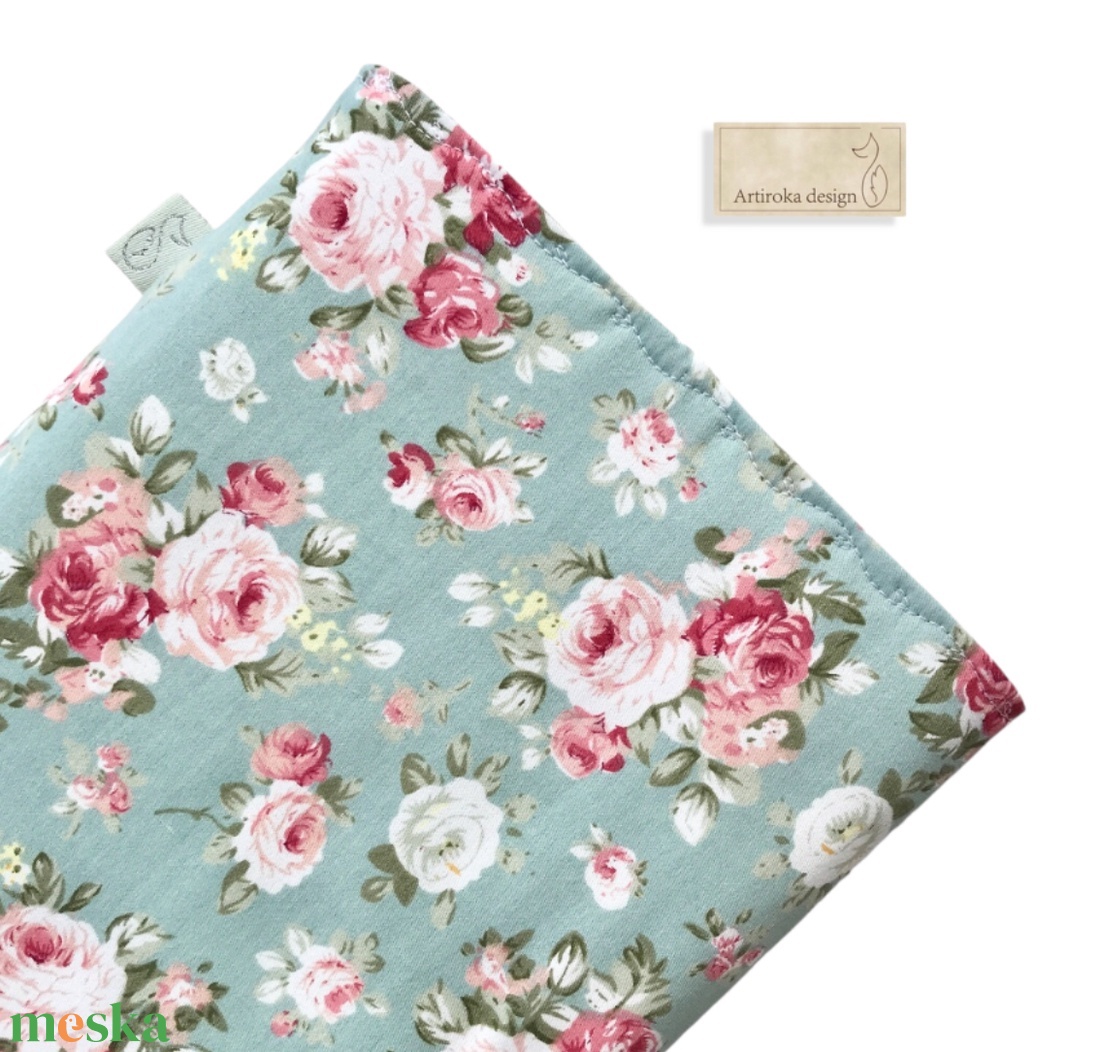 Türkiz alapon rózsa mintás prémium pamut KÖNYVTOK akár gombos zárral  -  Artiroka design  - könyv & zene - könyvtok - Meska.hu