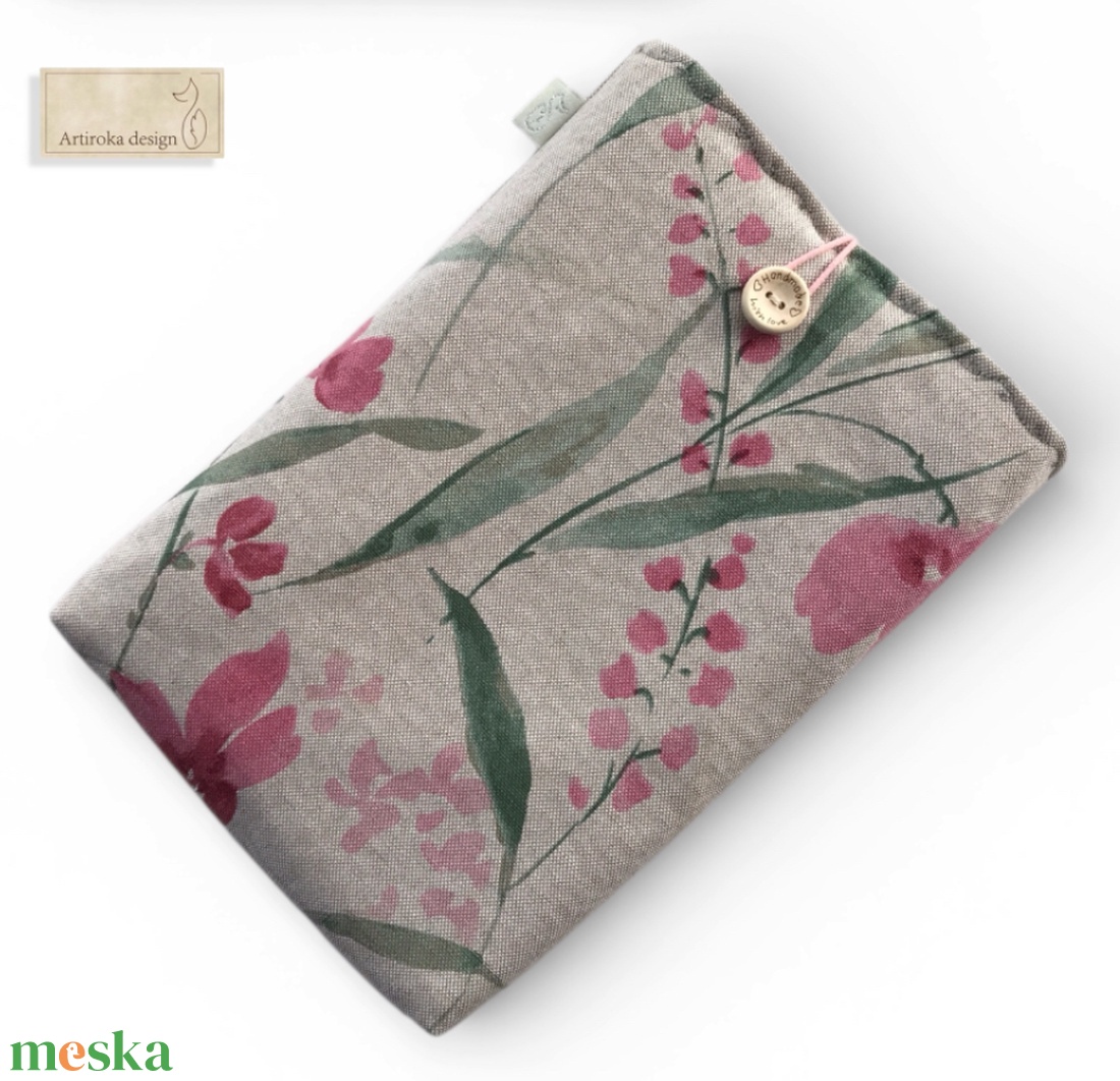 Natúr könyvtok, virágos rét mintával  - Artiroka design - könyv & zene - könyvtok - Meska.hu