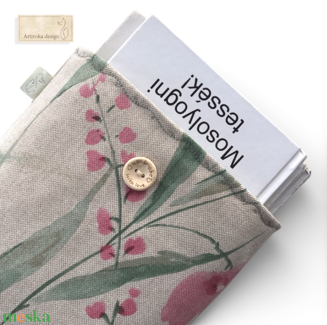 Natúr könyvtok, virágos rét mintával  - Artiroka design - könyv & zene - könyvtok - Meska.hu