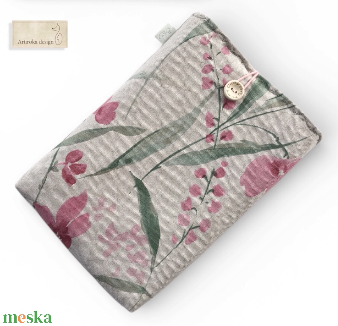 Natúr könyvtok, virágos rét mintával  - Artiroka design - könyv & zene - könyvtok - Meska.hu