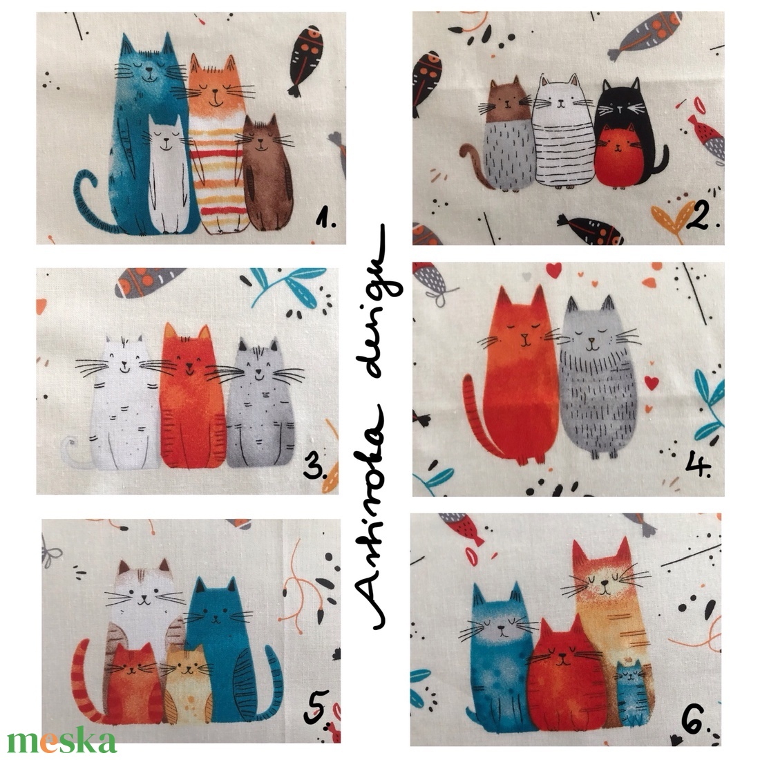 Cica család mintás irattartó pénztárca -  Artiroka design  - táska & tok - pénztárca & más tok - kártyatartó & irattartó - Meska.hu