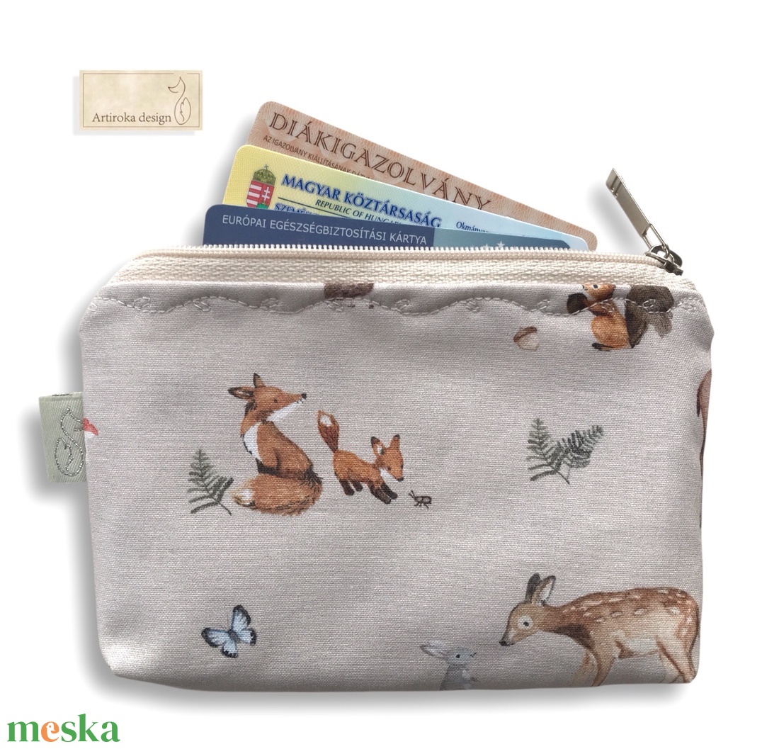  Az erdő állatai mintás irattartó pénztárca  - Artiroka design  - táska & tok - pénztárca & más tok - pénztárca - gyerek pénztárca - Meska.hu