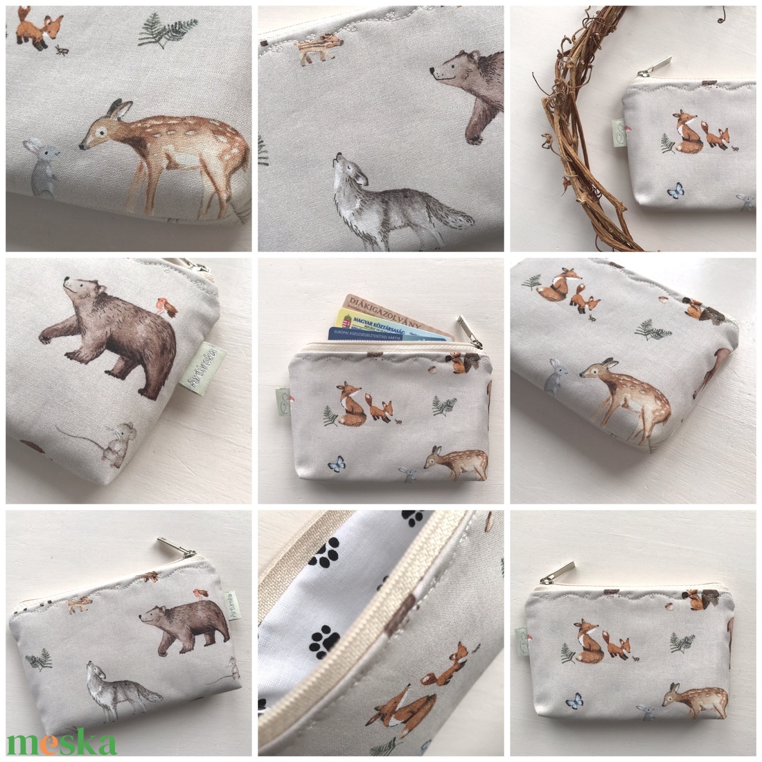  Az erdő állatai mintás irattartó pénztárca  - Artiroka design  - táska & tok - pénztárca & más tok - pénztárca - gyerek pénztárca - Meska.hu
