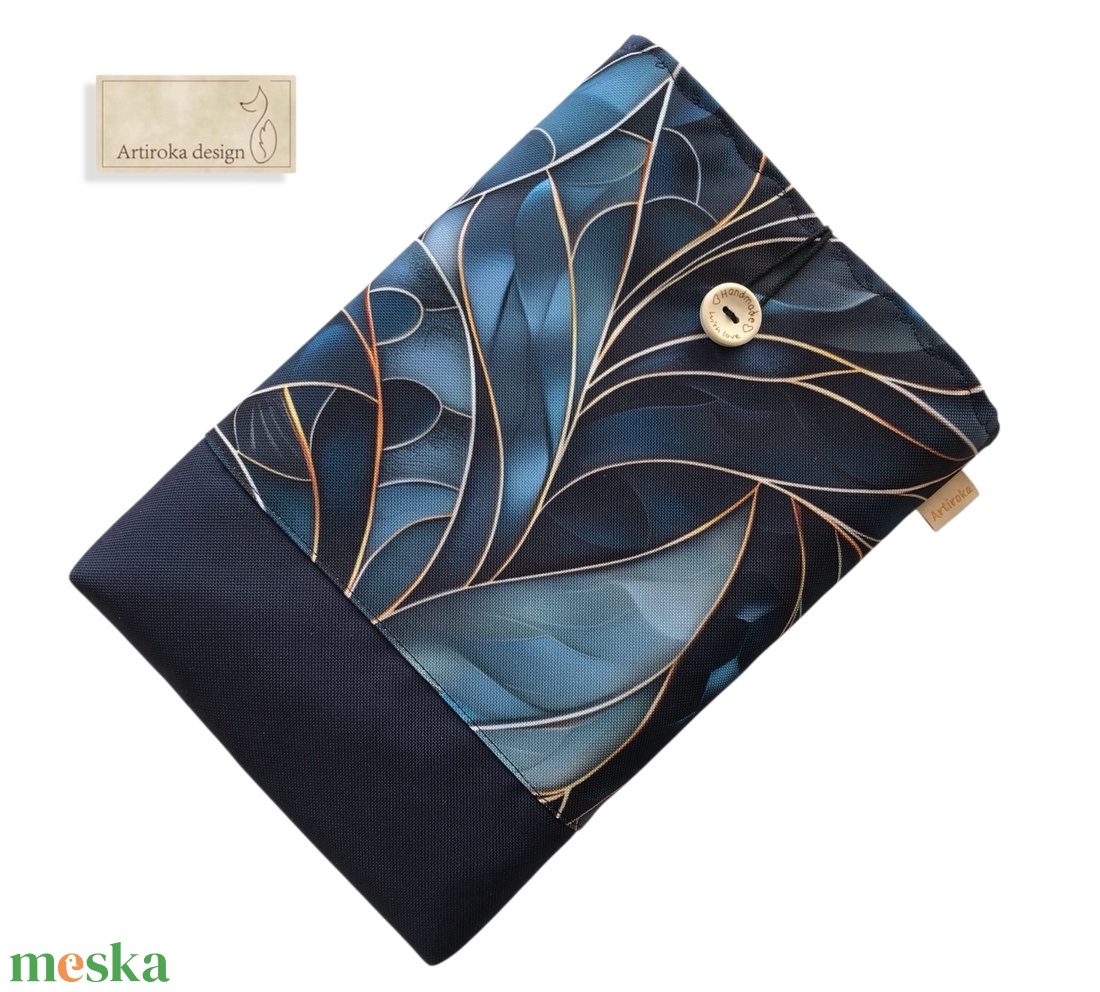 Bélelt könyvtok, vízálló textilből, kék mintával  -  Artiroka design  - könyv & zene - könyvtok - Meska.hu