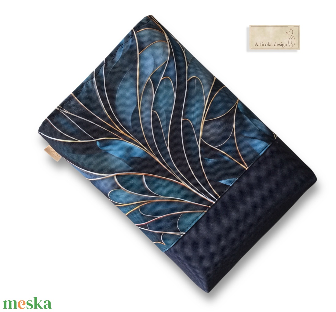 Bélelt könyvtok, vízálló textilből, kék mintával  -  Artiroka design  - könyv & zene - könyvtok - Meska.hu