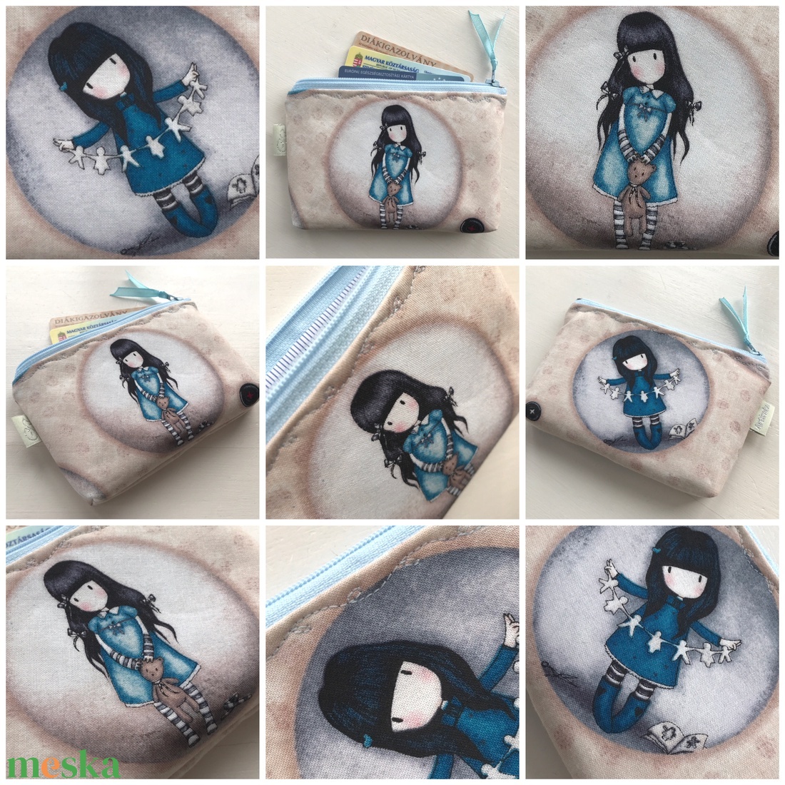 Kislány macival mintás irattartó pénztárca - Artiroka design - táska & tok - pénztárca & más tok - kártyatartó & irattartó - Meska.hu