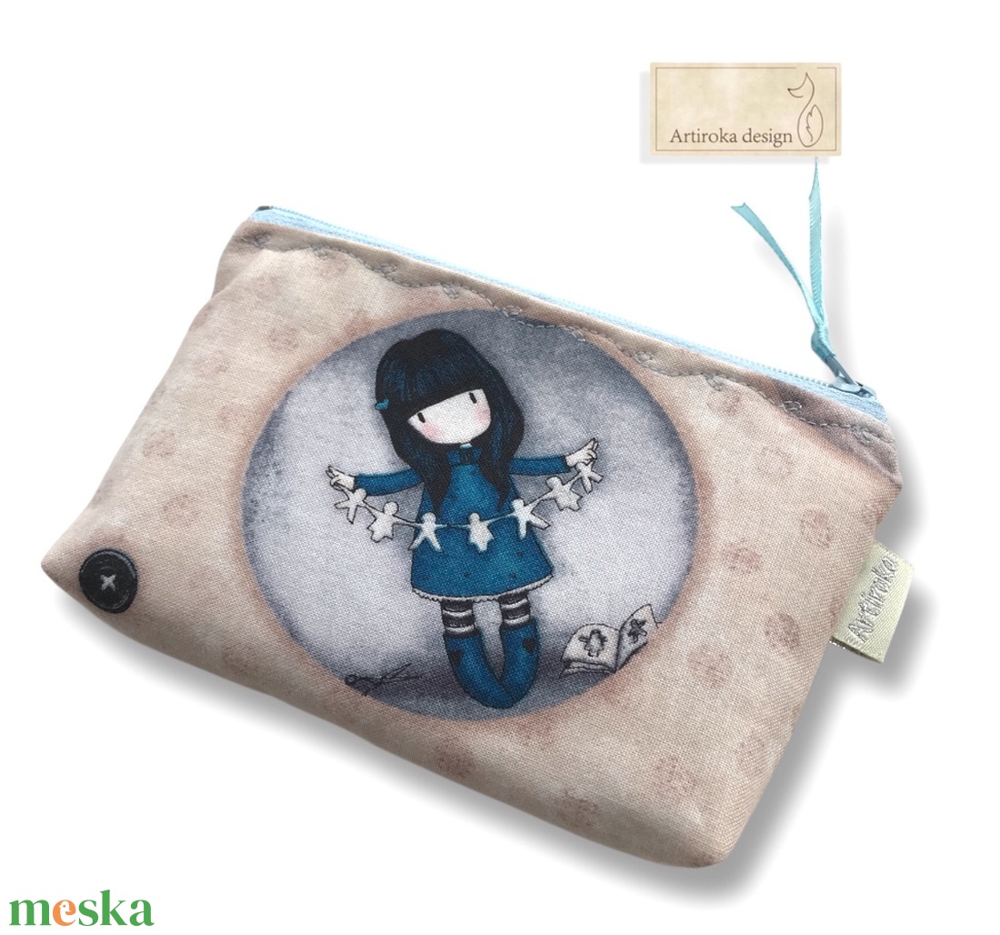 Kislány macival mintás irattartó pénztárca - Artiroka design - táska & tok - pénztárca & más tok - kártyatartó & irattartó - Meska.hu