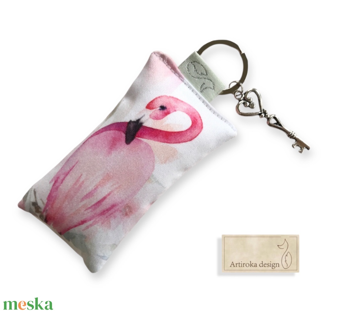 Flamingó madár mintás kulcstartó - Artiroka design  - táska & tok - kulcstartó & táskadísz - kulcstartó - Meska.hu