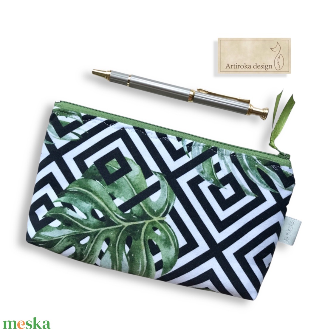 Levél mintás prémium tolltartó neszesszer, szemüvegtok vagy mobiltok - Artiroka design - táska & tok - neszesszer - Meska.hu