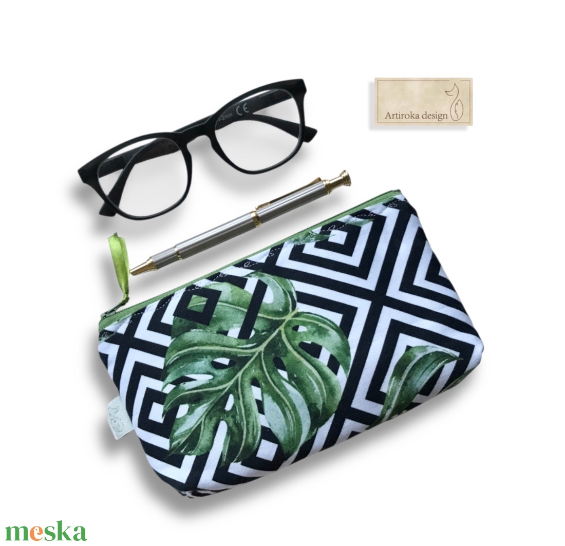 Levél mintás prémium tolltartó neszesszer, szemüvegtok vagy mobiltok - Artiroka design - táska & tok - neszesszer - Meska.hu