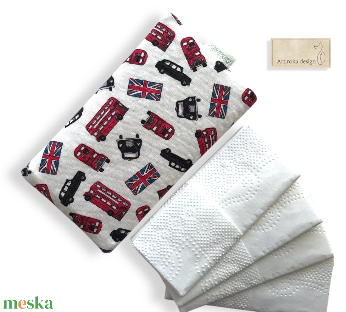 London mintás,  PRÉMIUM papírzsebkendő tartó  - táska & tok - pénztárca & más tok - zsebkendőtartó tok - Meska.hu