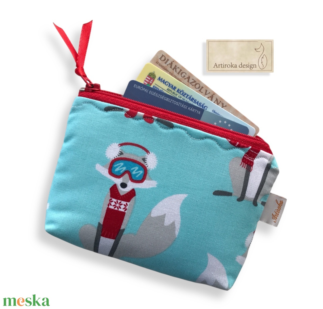 Róka-móka síel mintás irattartó pénztárca - Artiroka design - táska & tok - pénztárca & más tok - pénztárca - gyerek pénztárca - Meska.hu