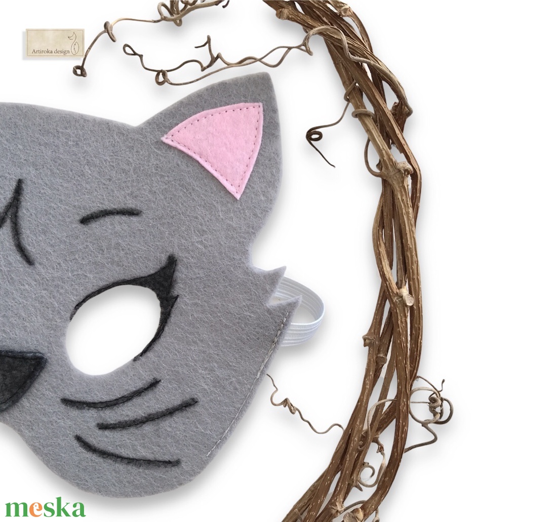 Cica álarc filcből - Artiroka design - ruha & divat - jelmez & álarc - álarc - Meska.hu