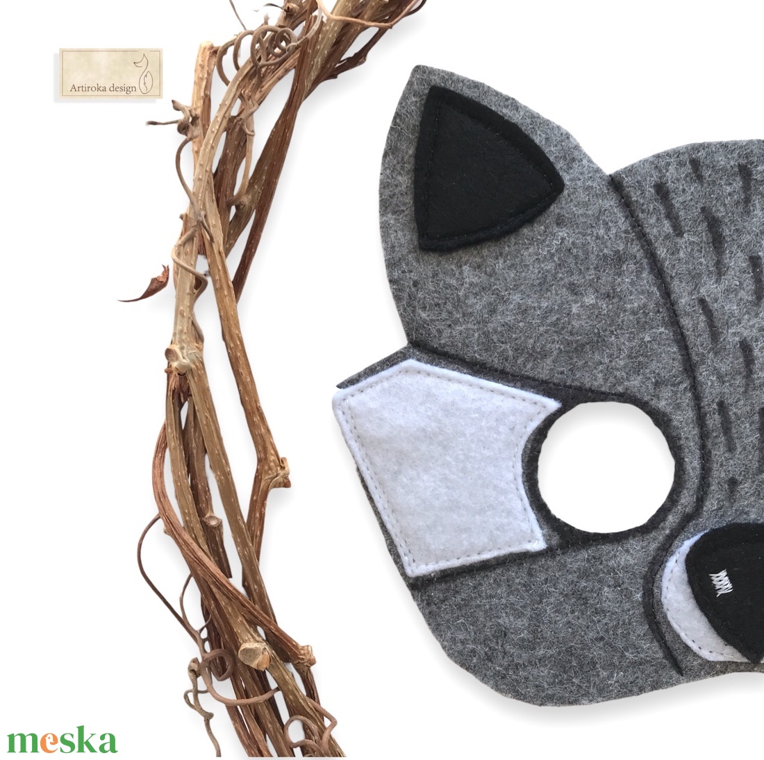 Mosómedve - filc álarc  - Artiroka design - ruha & divat - jelmez & álarc - álarc - Meska.hu