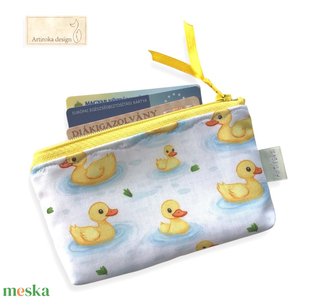 Sárga kiskacsa mintás irattartó pénztárca  -  Artiroka design  - táska & tok - pénztárca & más tok - kártyatartó & irattartó - Meska.hu