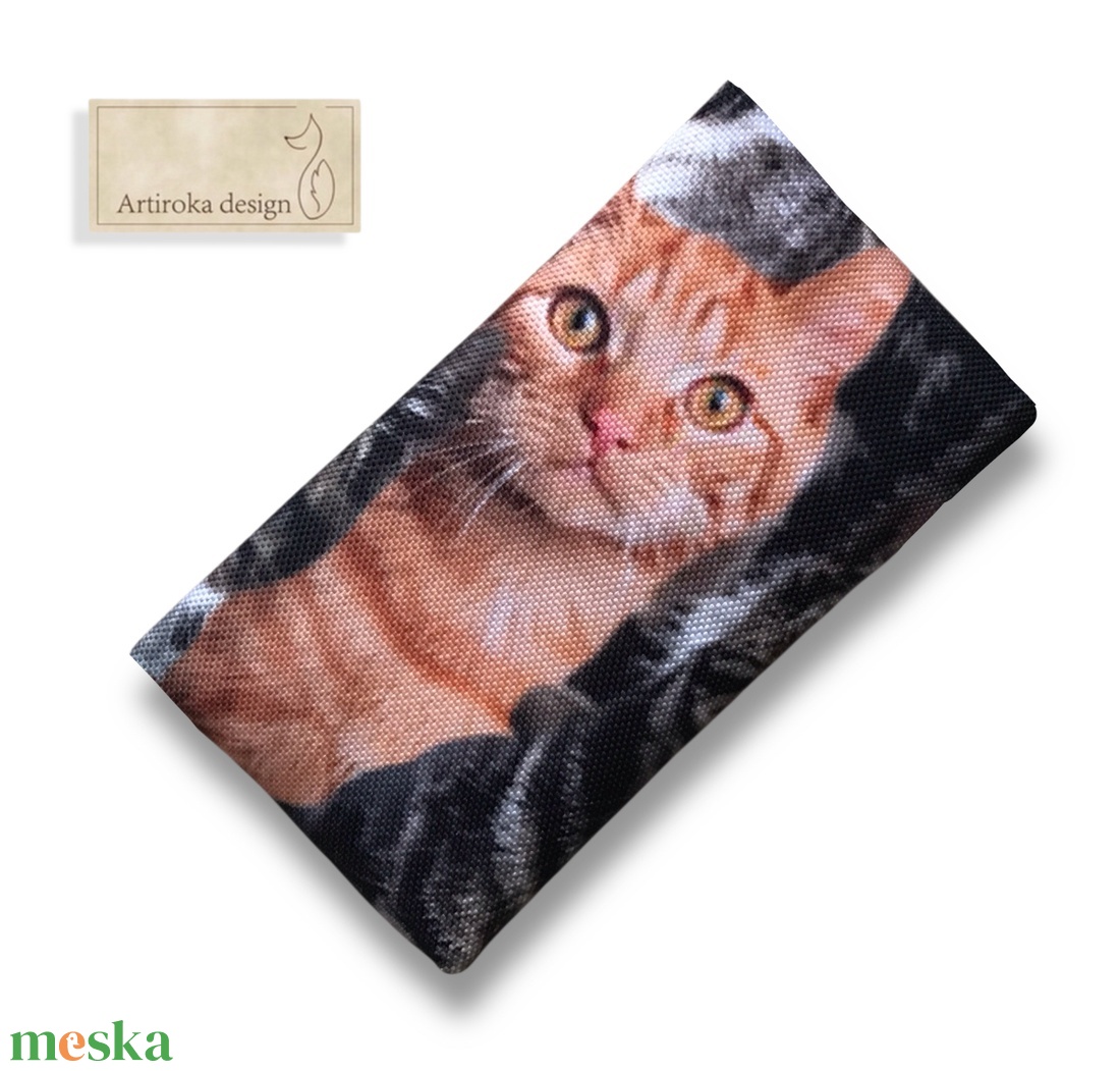 Cica mintás vízálló papírzsebkendő tartó - Artiroka design - táska & tok - pénztárca & más tok - zsebkendőtartó tok - Meska.hu