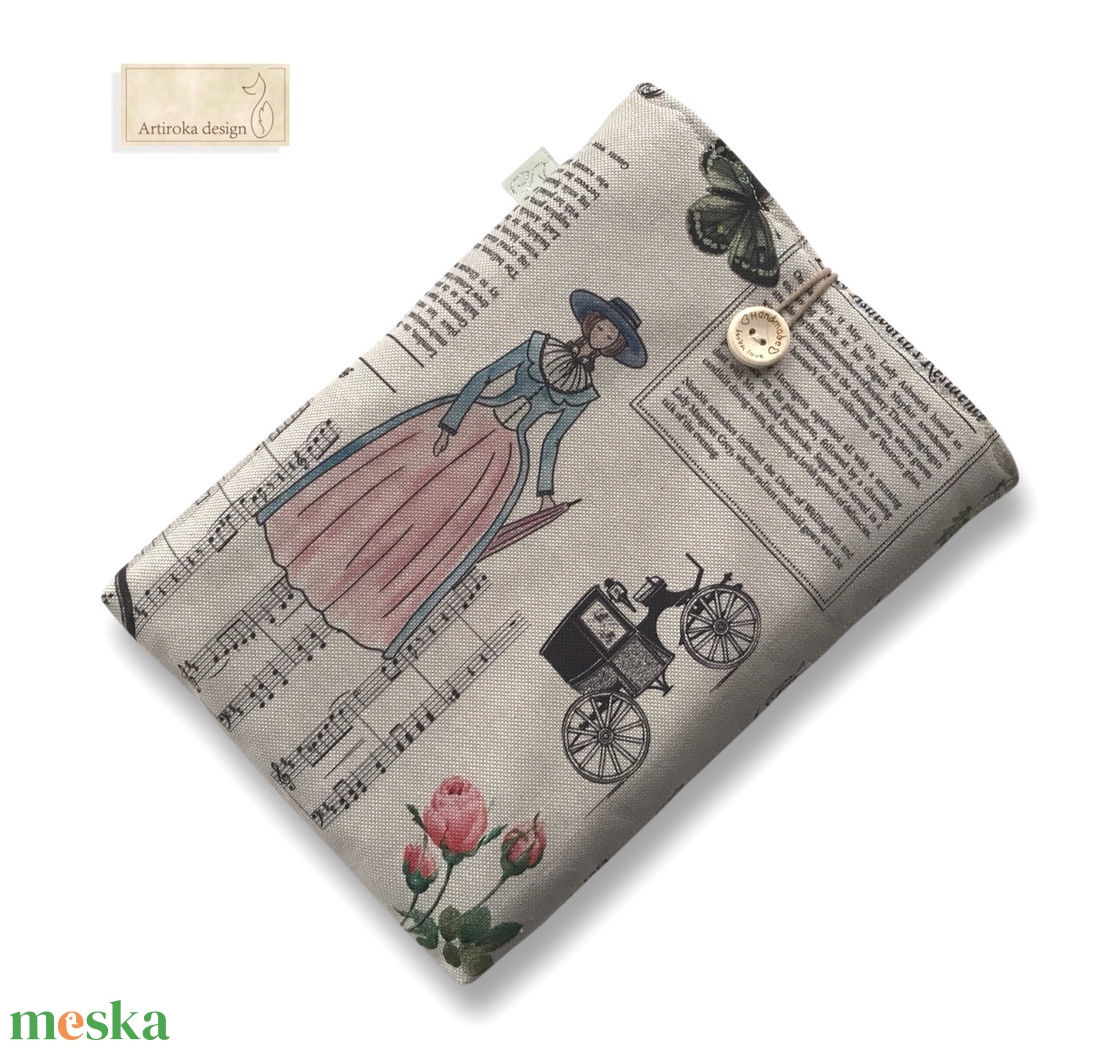 Bélelt könyvtok,  Bridgerton család mintával, gombos zárral  - könyv & zene - könyvtok - Meska.hu