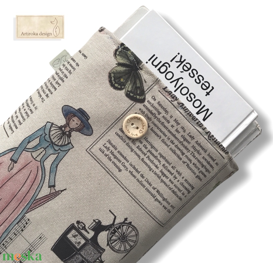 Bélelt könyvtok,  Bridgerton család mintával, gombos zárral  - könyv & zene - könyvtok - Meska.hu