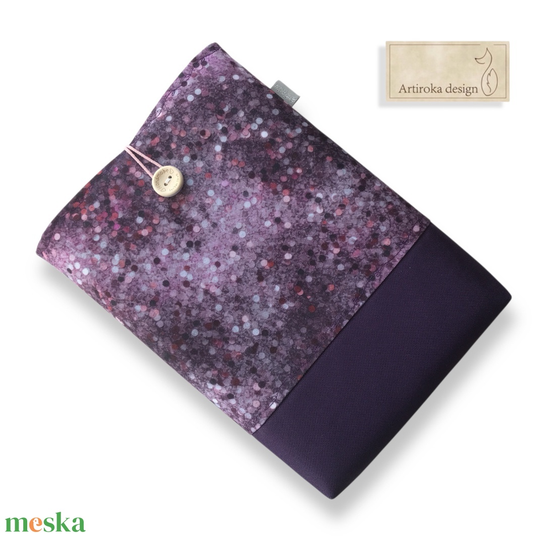 Bélelt könyvtok, ebook tok, tablet tok - padlizsán ragyogása mintával - Artiroka design - könyv & zene - könyvtok - Meska.hu