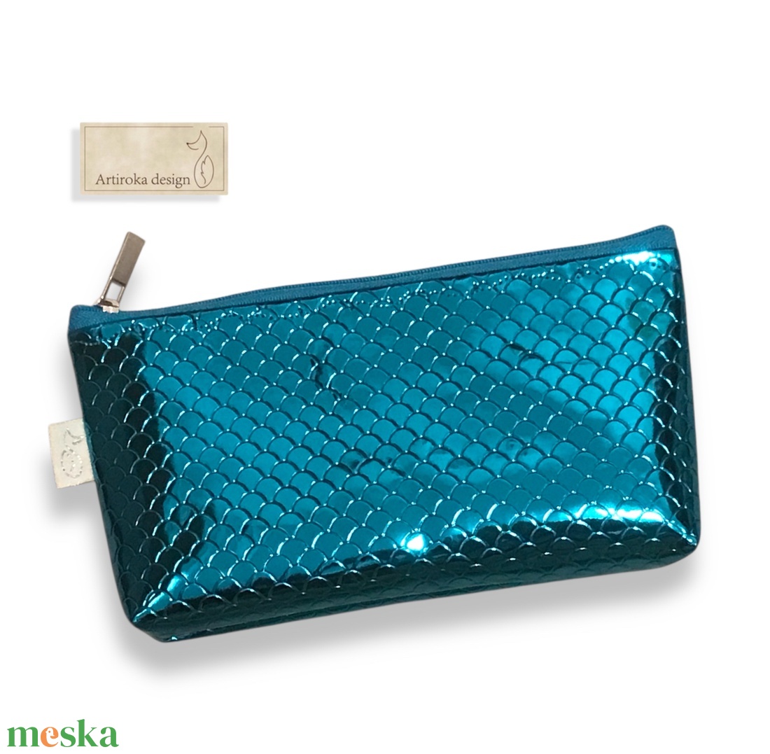 Türkiz csillogás - elegáns tolltartó neszesszer, szemüvegtok vagy  mobiltok - Artiroka design - táska & tok - pénztárca & más tok - pénztárca - női pénztárca - Meska.hu