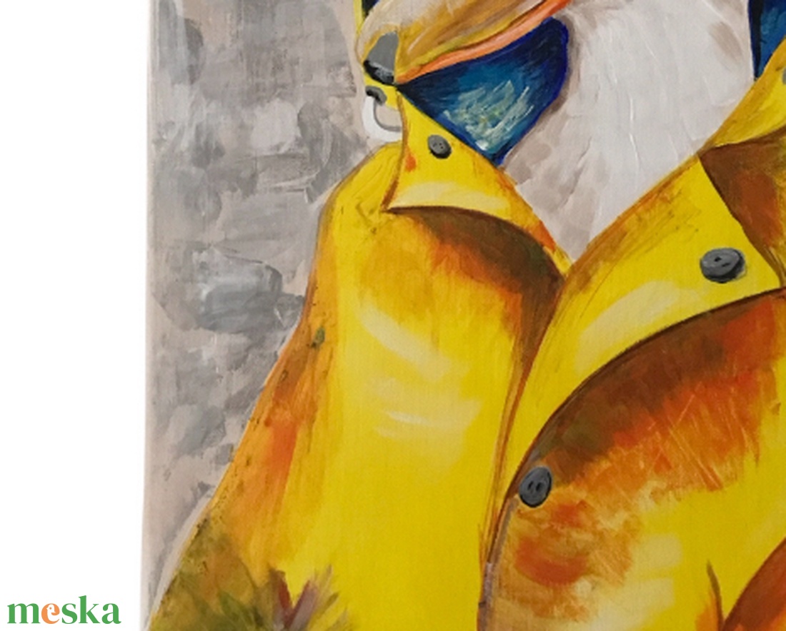 Kacsa sárga esőkabátban - akril festmény - Artiroka design  - művészet - festmény - akril - Meska.hu