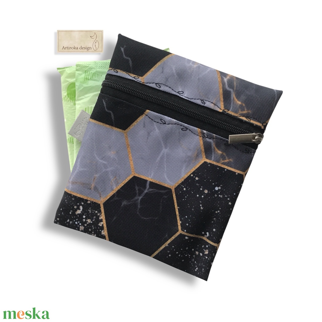 Vízálló egészségügyi betét tartó méhsejt mintával  - táska & tok - pénztárca & más tok - kártyatartó & irattartó - Meska.hu