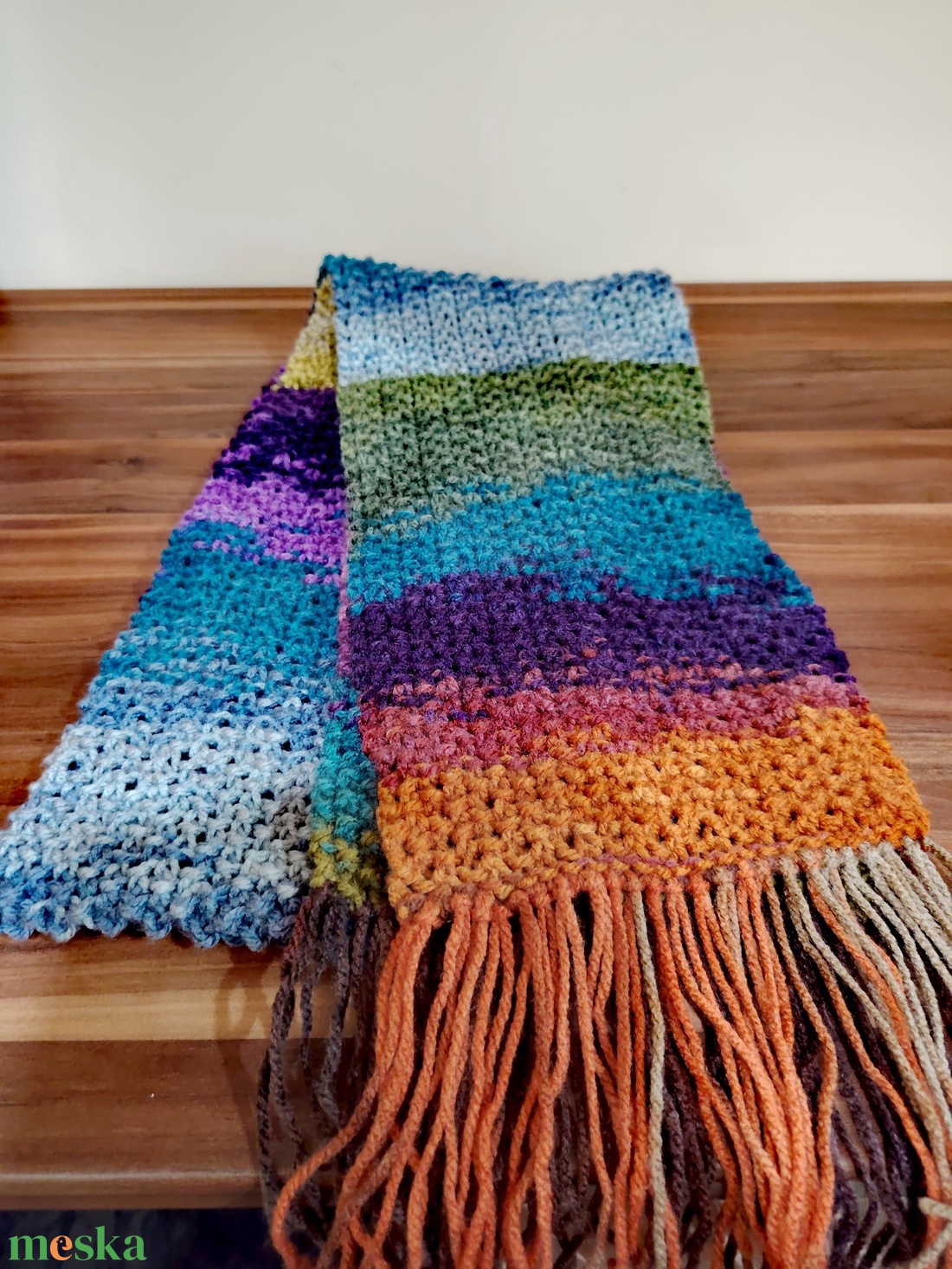 Szivárvány sál (72) - ruha & divat - sál, sapka, kendő - sál - Meska.hu