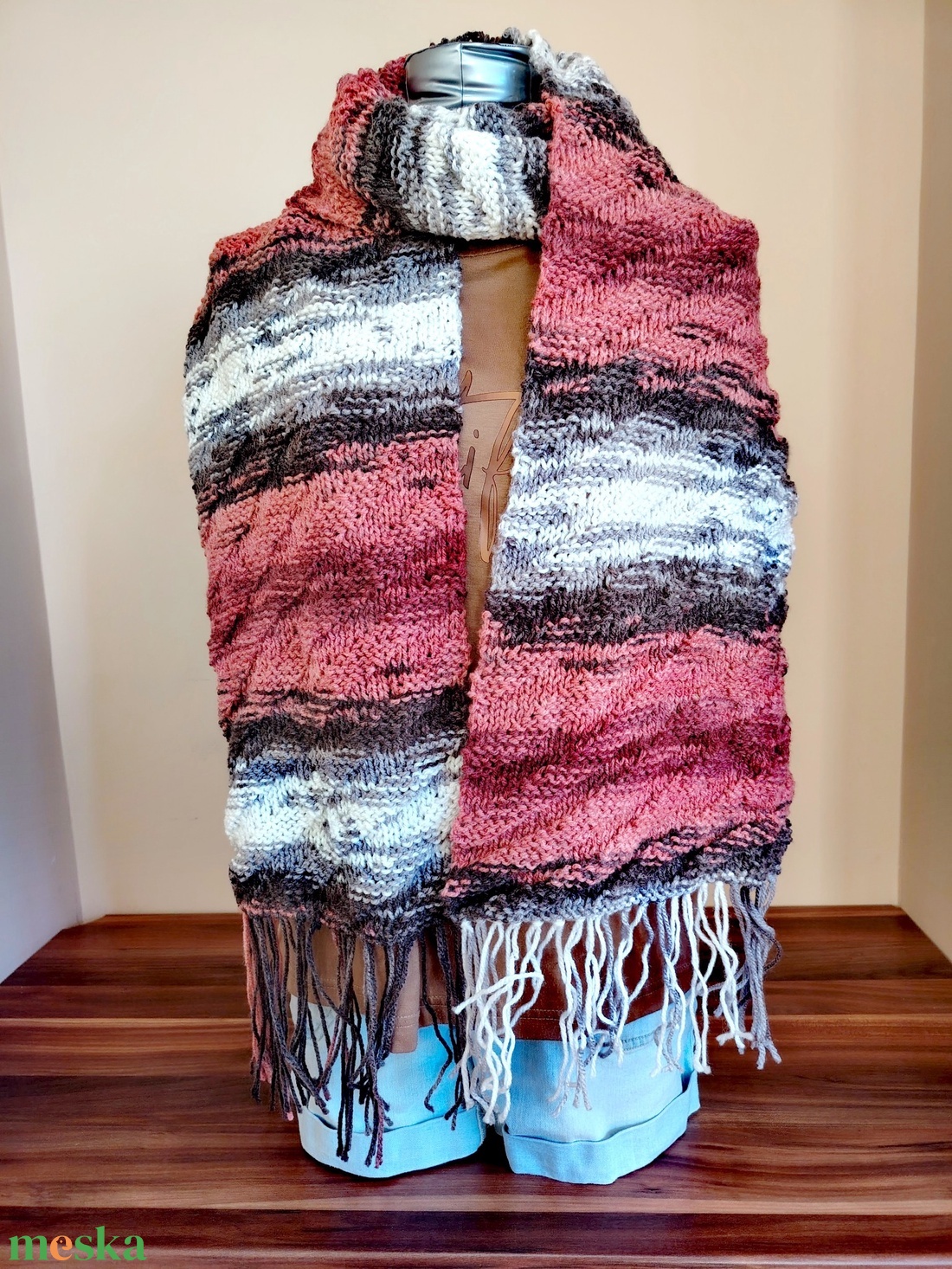 Mályva és szürke sál (57) - ruha & divat - sál, sapka, kendő - sál - Meska.hu