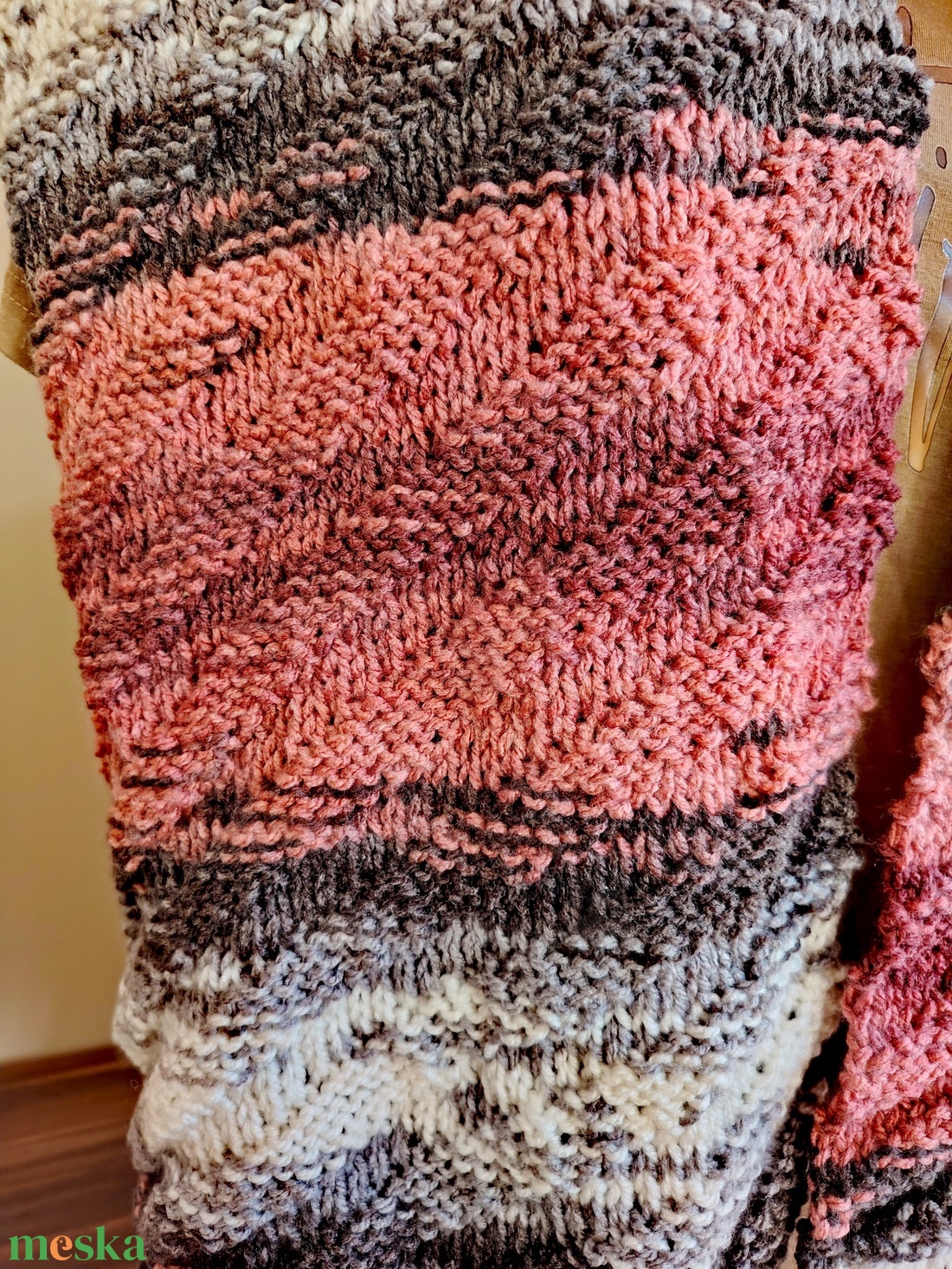 Mályva és szürke sál (57) - ruha & divat - sál, sapka, kendő - sál - Meska.hu