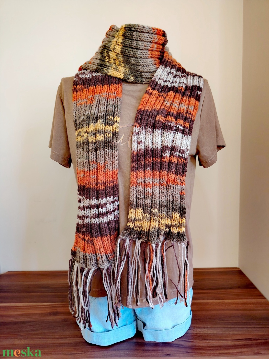 Őszi mozaik sál (54) - ruha & divat - sál, sapka, kendő - sál - Meska.hu
