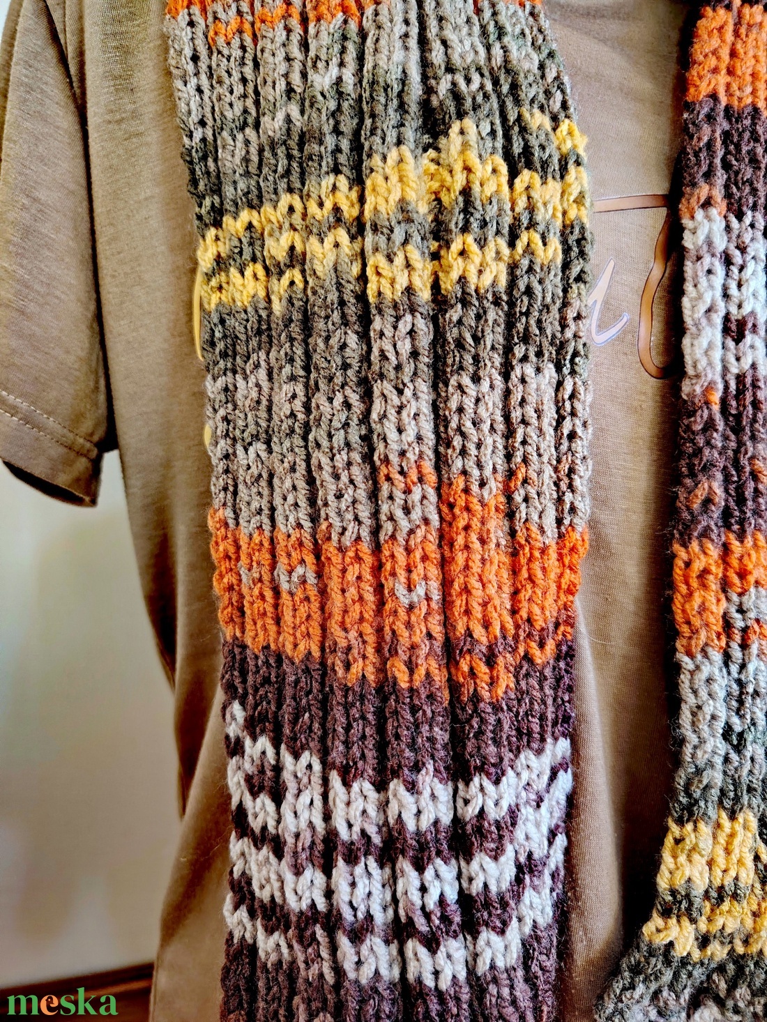 Őszi mozaik sál (54) - ruha & divat - sál, sapka, kendő - sál - Meska.hu