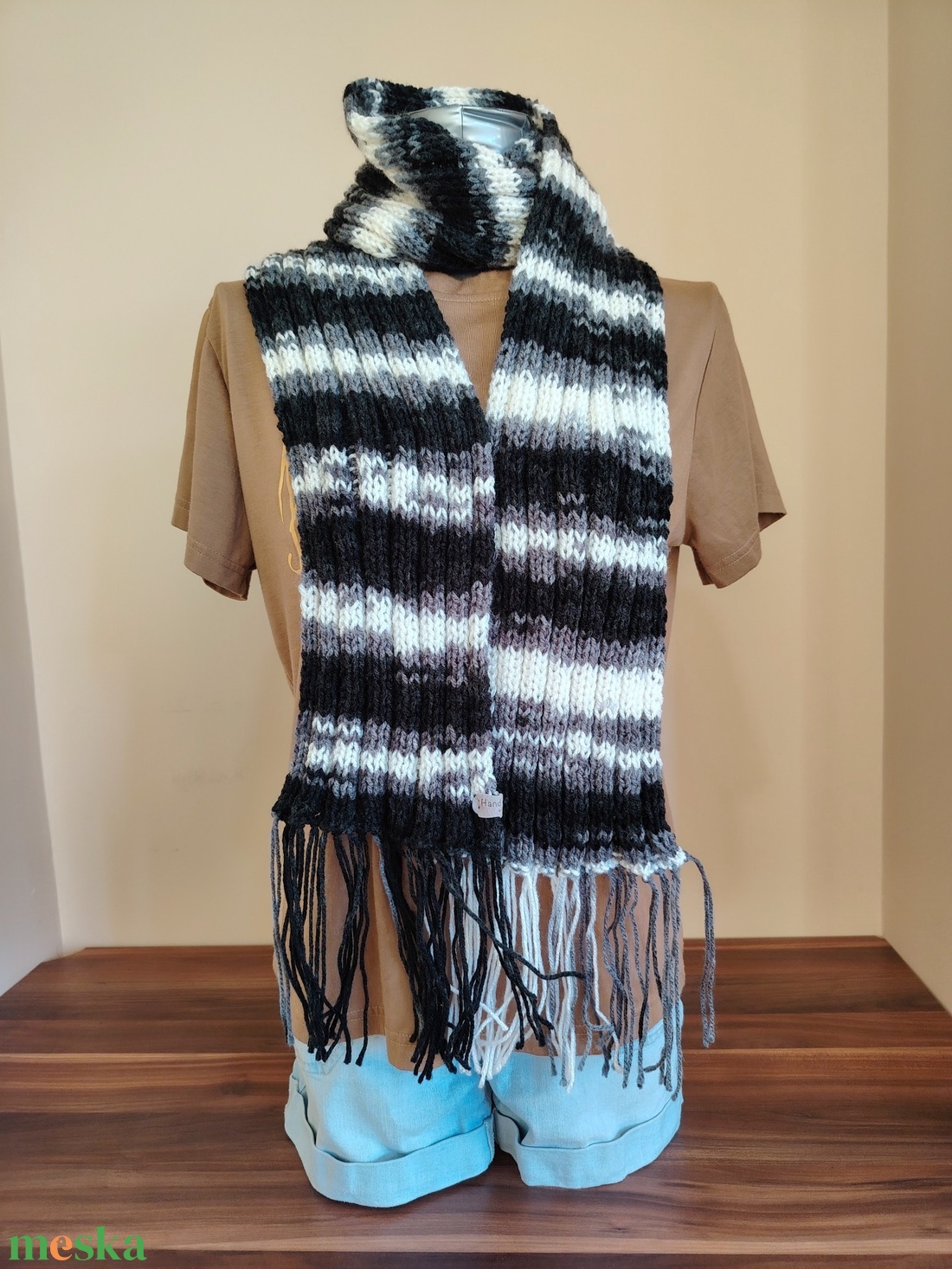 Monokróm elegancia sál (53) - ruha & divat - sál, sapka, kendő - sál - Meska.hu