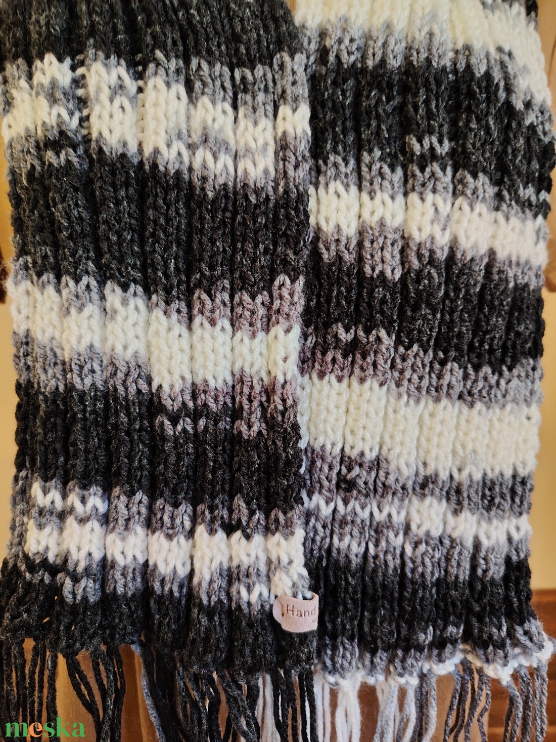 Monokróm elegancia sál (53) - ruha & divat - sál, sapka, kendő - sál - Meska.hu