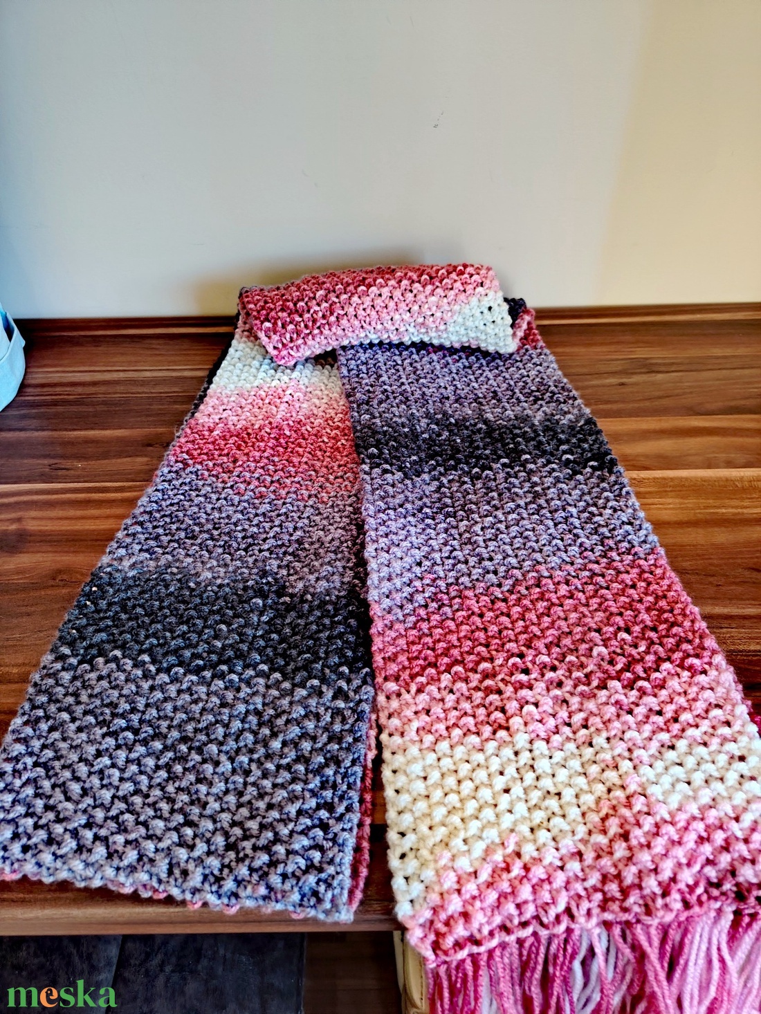 Málna szörbet sál (47) - ruha & divat - sál, sapka, kendő - sál - Meska.hu