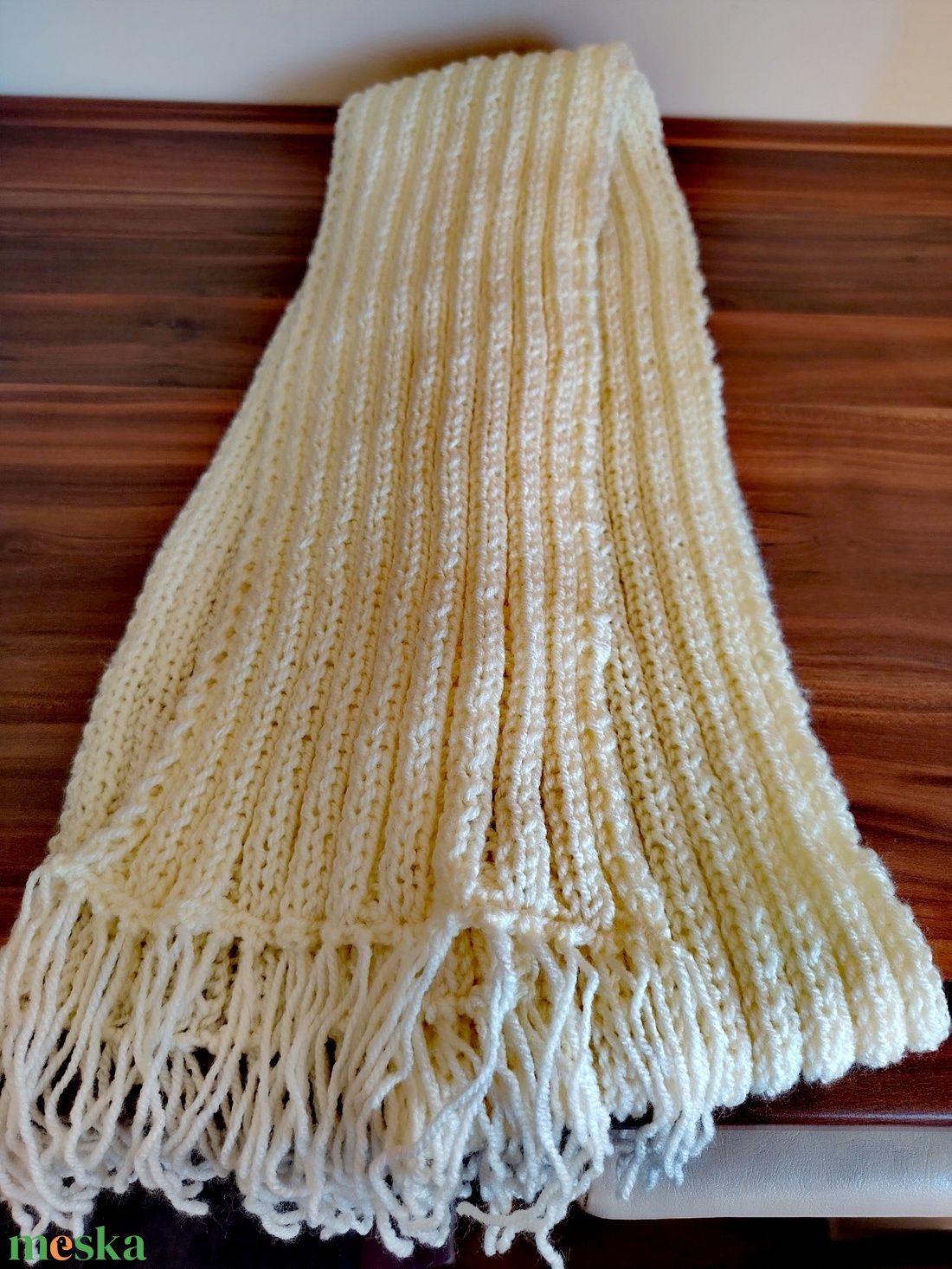 Mézes krémes sál (44) - ruha & divat - sál, sapka, kendő - sál - Meska.hu