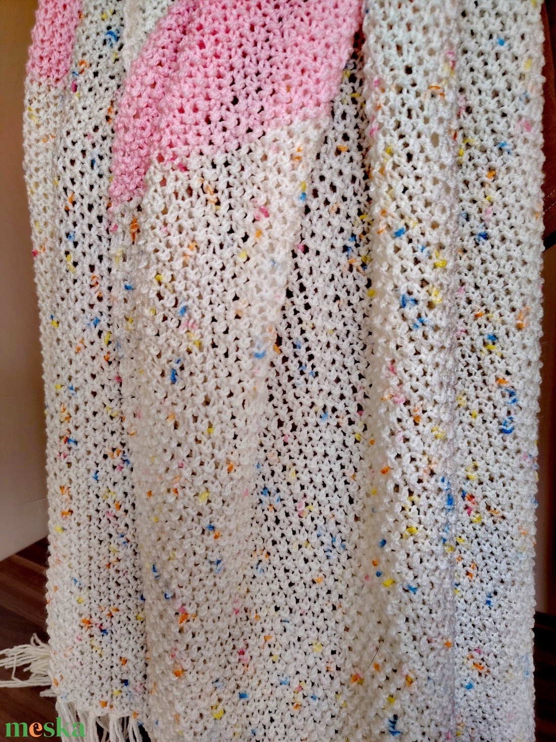 Rózsaszín-mintás stóla(16) - ruha & divat - sál, sapka, kendő - sál - Meska.hu