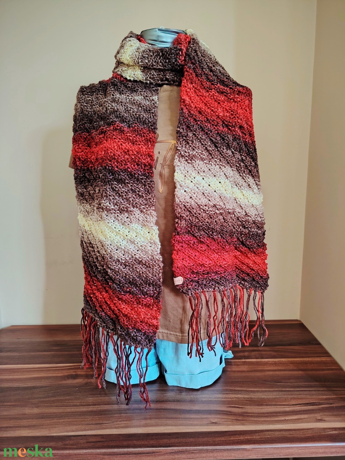 Epres csoki mousse sál (31) - ruha & divat - sál, sapka, kendő - sál - Meska.hu