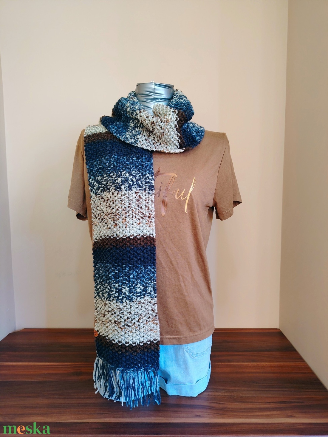 Árnyalt kékség sál (37) - ruha & divat - sál, sapka, kendő - sál - Meska.hu