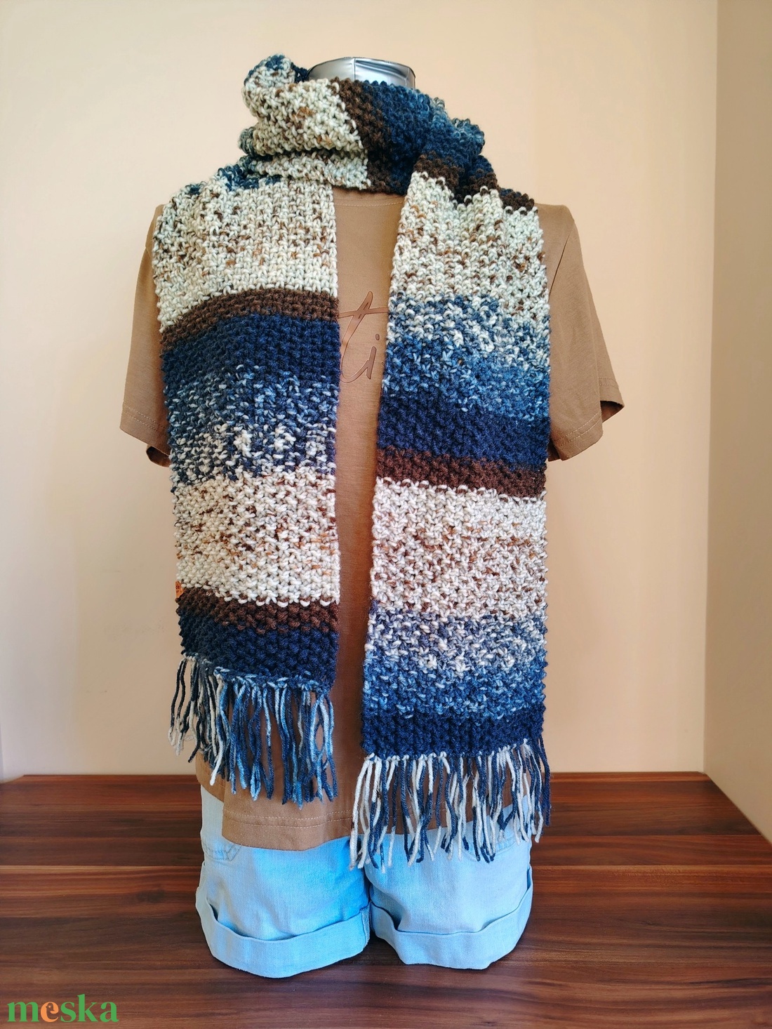 Árnyalt kékség sál (37) - ruha & divat - sál, sapka, kendő - sál - Meska.hu