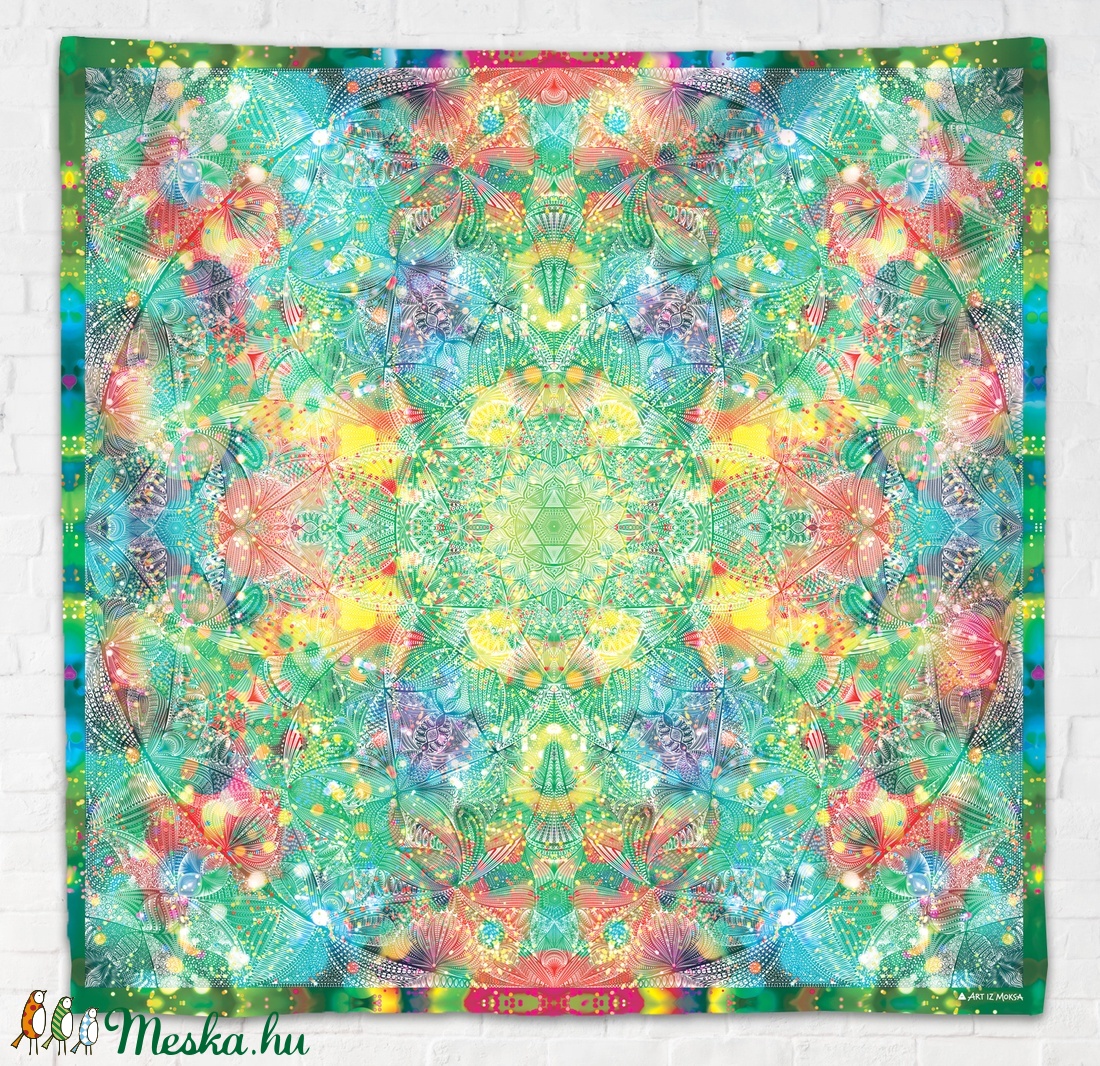 Szív Csakra mandala textil / falidekoráció / terítő / jógaszobába / meditációhoz / függöny - művészet - textilkép - gobelin - Meska.hu