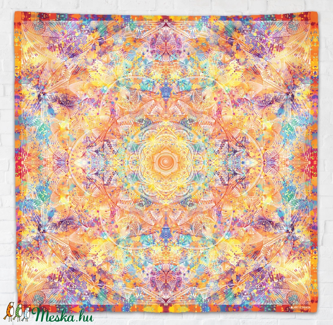 Szakrális Csakra mandala textil / falidekoráció / terítő / pamuttextil / jógaszobába / meditációhoz / függöny - otthon & életmód - dekoráció - Meska.hu