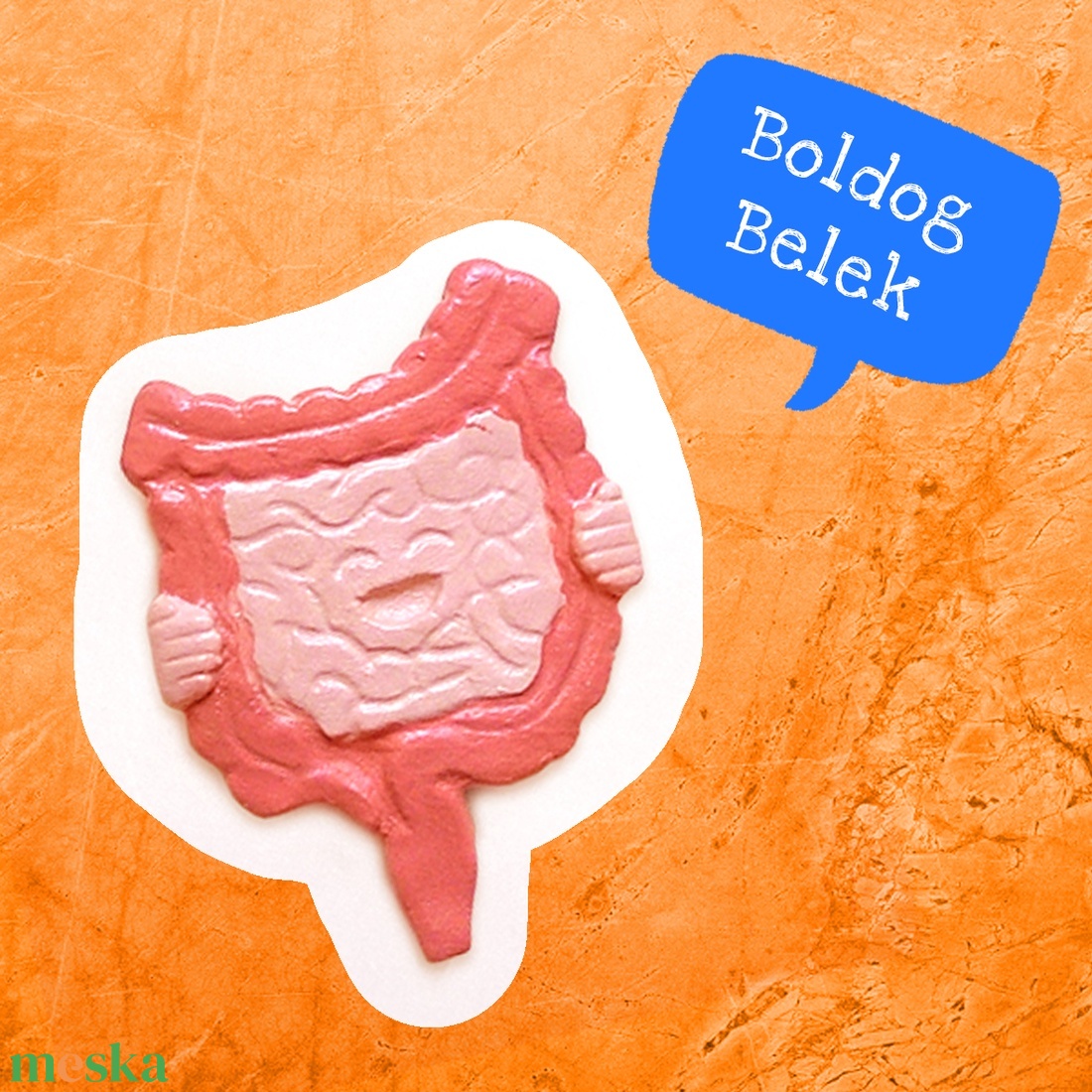 BOLDOG BELEK / Boldog emésztés , vékonybél, vastagbél, kerámia hűtőmágnes vagy szalagos dísz - művészet - más művészeti ág - Meska.hu