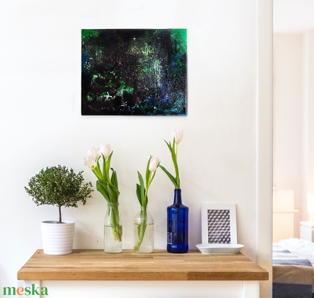 ÉJSZAKAI ERDŐ - 30x25cm - Absztrakt festmény - művészet - festmény - festmény vegyes technika - Meska.hu ÉJSZAKAI ERDŐ - 30x25cm - Absztrakt festmény - művészet - festmény - festmény vegyes technika - Meska.hu