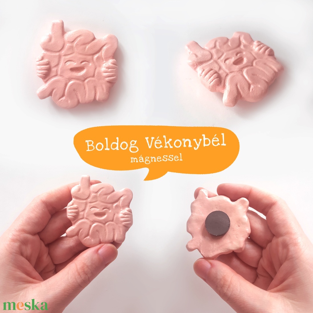 BOLDOG BELEK / Boldog emésztés , vékonybél, vastagbél, kerámia hűtőmágnes vagy szalagos dísz - művészet - más művészeti ág - Meska.hu