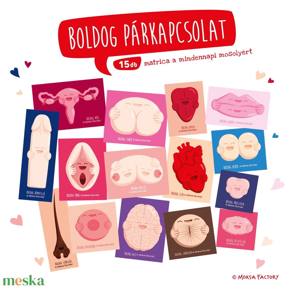 Boldog Párkapcsolat - matrica csomag / méh vagina vulva szív fenék pénisz here / szexi / évforduló vicces / szervek - otthon & lakás - papír írószer - matrica, matrica csomag - Meska.hu