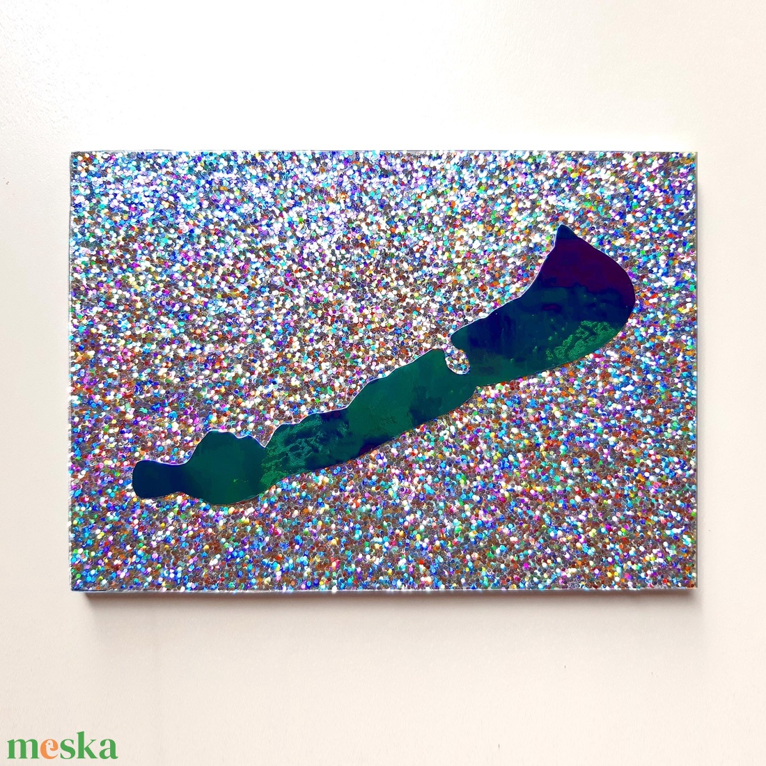 Csillogó Balaton / 16,5 x 11,5 cm - művészet - festmény - festmény vegyes technika - Meska.hu