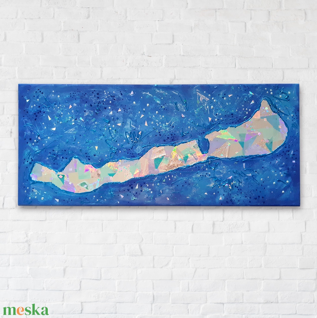 Balaton - 58 x 25 cm / hologram papírokkal / egyedi műalkotás - művészet - festmény - festmény vegyes technika - Meska.hu Balaton - 58 x 25 cm / hologram papírokkal / egyedi műalkotás - művészet - festmény - festmény vegyes technika - Meska.hu