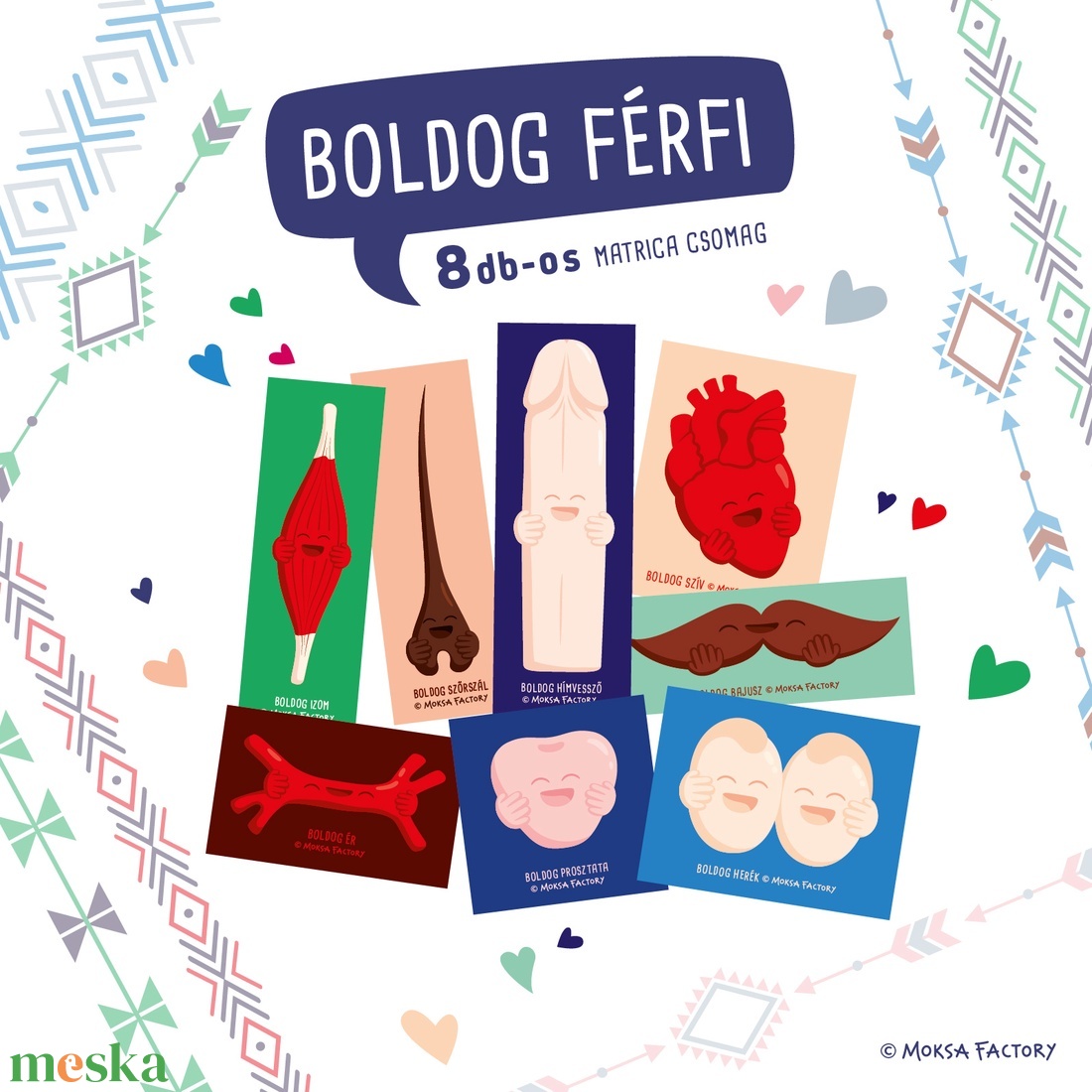 Boldog Férfi matrica csomag  - otthon & életmód - papír, írószer - matrica, matrica csomag - Meska.hu