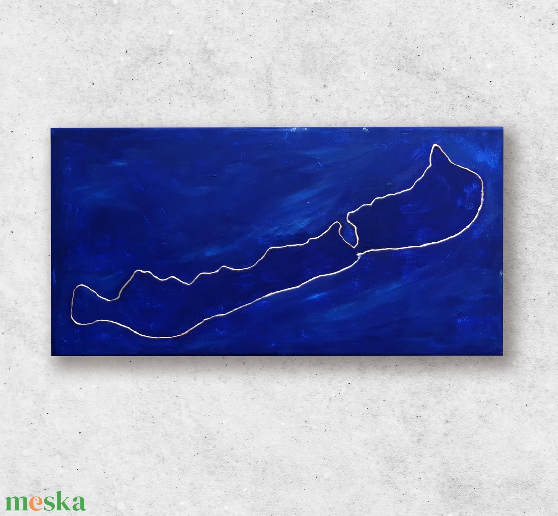 Balaton sziluett / 50 x 25 cm / dekoráció, festmény, indigókék - művészet - festmény - festmény vegyes technika - Meska.hu
